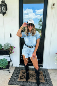 Driven To Success Denim Romper