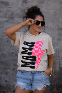 TEE FRENZY THURSDAY mama checkered lightening bolt